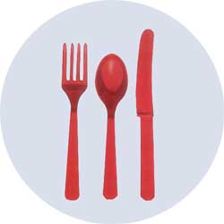 red plastic cutlery