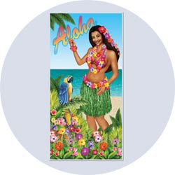 luau door cover hula girl